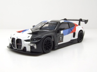 BMW M4 GT3 Racing schwarz weiß Modellauto 1:24...