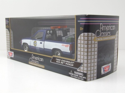 Chevrolet 454 SS Pick Up Abschlepper 1992 blau weiß Modellauto 1:24 Motormax