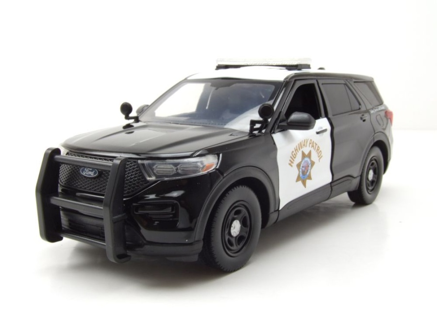 Ford Police Interceptor Utility 2022 schwarz weiß Modellauto 1:24 Motormax