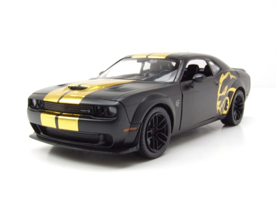 Dodge Challenger SRT Hellcat Widebody 2018 schwarz gold Modellauto 1:24 Motormax
