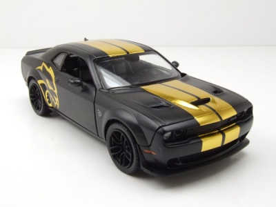 Dodge Challenger SRT Hellcat Widebody 2018 schwarz gold Modellauto 1:24 Motormax