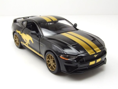 Ford Mustang GT 2018 schwarz gold Modellauto 1:24 Motormax