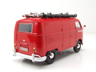 VW T1 Bus Kasten Feuerwehr mit Leiter rot Modellauto 1:24...