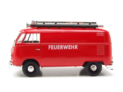 VW T1 Bus Kasten Feuerwehr mit Leiter rot Modellauto 1:24 Motormax