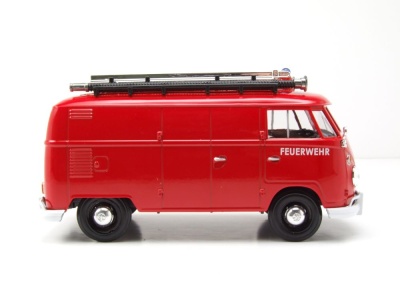 VW T1 Bus Kasten Feuerwehr mit Leiter rot Modellauto 1:24 Motormax