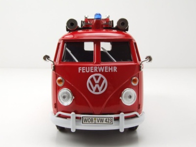 VW T1 Bus Kasten Feuerwehr mit Leiter rot Modellauto 1:24 Motormax