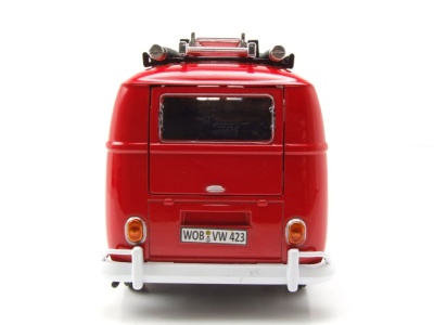 VW T1 Bus Kasten Feuerwehr mit Leiter rot Modellauto 1:24 Motormax