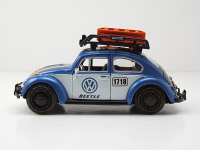 VW Käfer Offroad mit Dachgepäckträger blau Modellauto 1:24 Motormax
