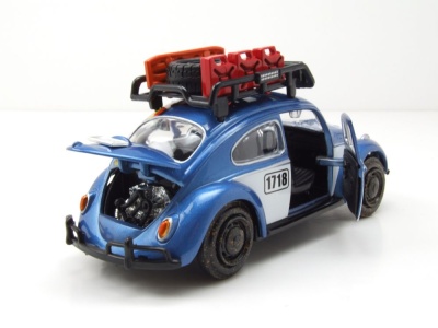 VW Käfer Offroad mit Dachgepäckträger blau Modellauto 1:24 Motormax