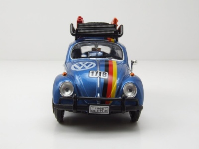 VW Käfer Offroad mit Dachgepäckträger blau Modellauto 1:24 Motormax