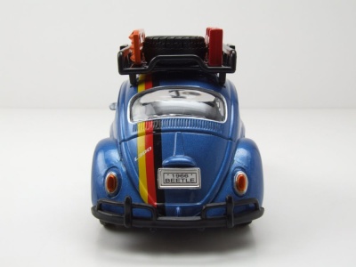 VW Käfer Offroad mit Dachgepäckträger blau Modellauto 1:24 Motormax