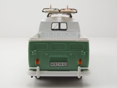 VW T1 Bus DoKa Pritsche grün weiß mit Campingausrüstung Modellauto 1:24 Motormax