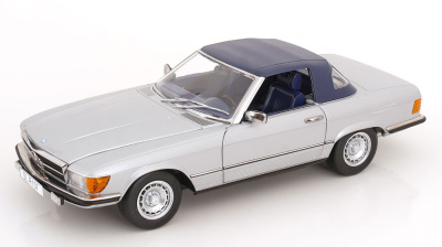Mercedes 450 SL R107 Cabrio 1985 silber Modellauto 1:12...