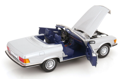 Mercedes 450 SL R107 Cabrio 1985 silber Modellauto 1:12 KK Scale