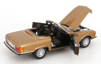 Mercedes 450 SL R107 Cabrio 1985 gold metallic Modellauto 1:12 KK Scale