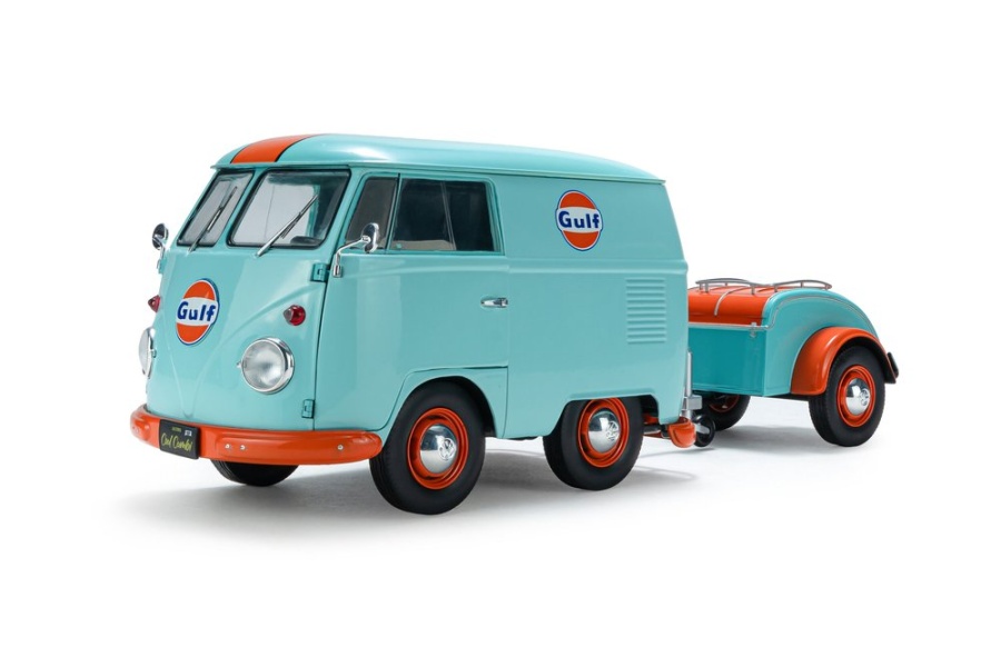 VW T1 Kool Kombi Gulf Oil Tribute hellblau orange Modellauto 1:18 Solido