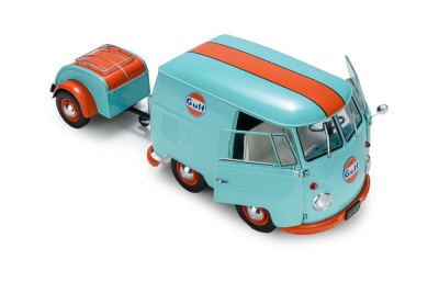 VW T1 Kool Kombi Gulf Oil Tribute hellblau orange Modellauto 1:18 Solido