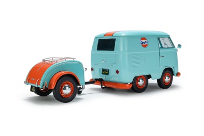 VW T1 Kool Kombi Gulf Oil Tribute hellblau orange Modellauto 1:18 Solido