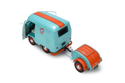 VW T1 Kool Kombi Gulf Oil Tribute hellblau orange Modellauto 1:18 Solido