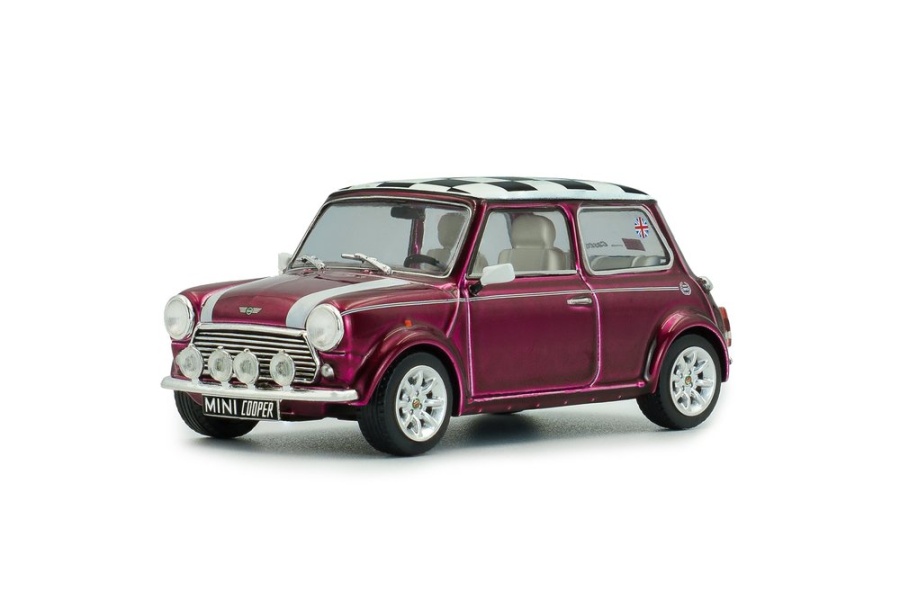 Mini Cooper Sport 1997 lila Schachbrettmuster Dach Modellauto 1:43 Solido