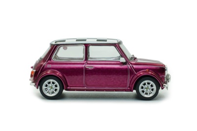 Mini Cooper Sport 1997 lila Schachbrettmuster Dach Modellauto 1:43 Solido