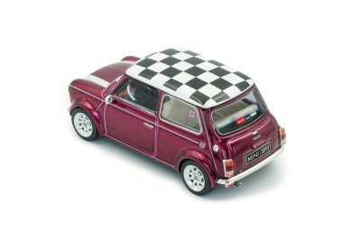Mini Cooper Sport 1997 lila Schachbrettmuster Dach Modellauto 1:43 Solido