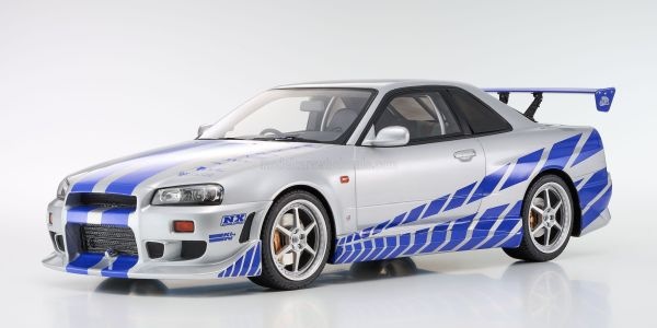 Nissan Skyline GT-R R34 RHD 2001 silber Fast & Furious Modellauto 1:12 Kyosho