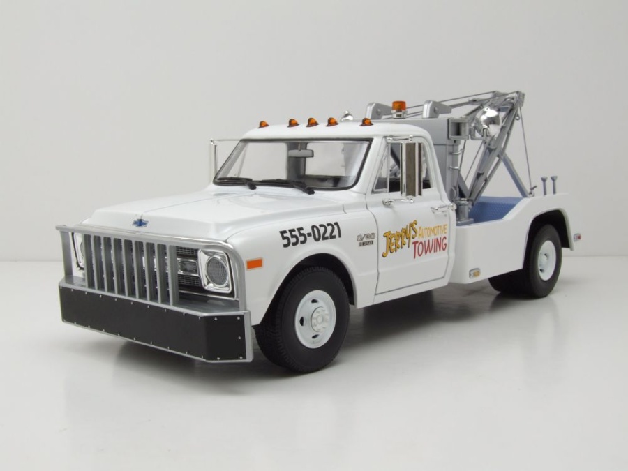 Chevrolet C-30 Dually Wrecker 1969 weiß Abschlepper Fall Guy Stuntman Modellauto 1:18 Greenlight Collectibles