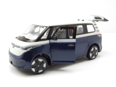 VW ID.BUZZ Bus dunkelblau metallic weiß Modellauto 1:24 Welly
