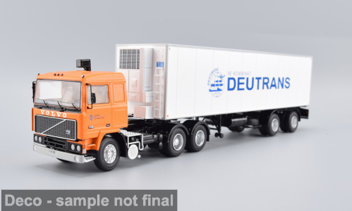 Volvo F12 Sattelzug Deutrans 1980 orange Modellauto 1:43 Premium ClassiXXs