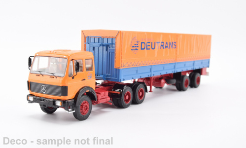 Mercedes NG 2232 Sattelzug Deutrans 1980 orange blau Modellauto 1:43 Premium ClassiXXs