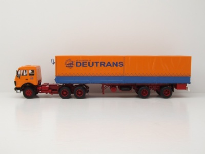 Mercedes NG 2232 Sattelzug Deutrans 1980 orange blau Modellauto 1:43 Premium ClassiXXs