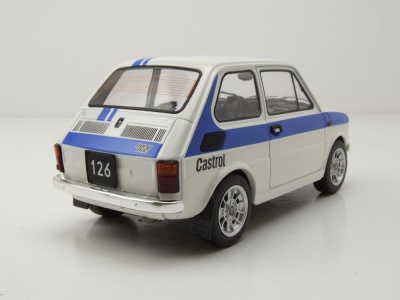 Fiat 126 1972 weiß blau Modellauto 1:18 MCG