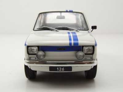 Fiat 126 1972 weiß blau Modellauto 1:18 MCG