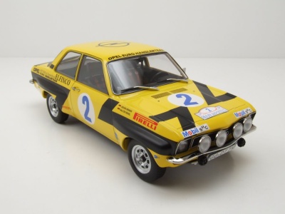 Opel Ascona A #2 Rallye Acropolis 1975 gelb Röhrl Geistdörfer Modellauto 1:18 MCG