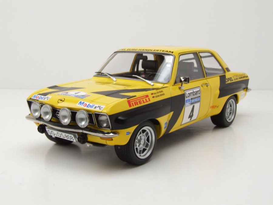 Opel Ascona A #4 RAC Rallye 1974 gelb Röhrl Geistdörfer Modellauto 1:18 MCG