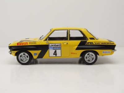 Opel Ascona A #4 RAC Rallye 1974 gelb Röhrl Geistdörfer Modellauto 1:18 MCG