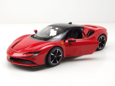 Ferrari SF90 Stradale rot schwarz Modellauto 1:24 Bburago