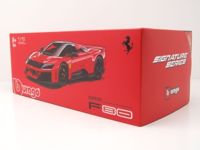 Ferrari F80 2024 rot schwarze Felgen Modellauto 1:18 Bburago Signature
