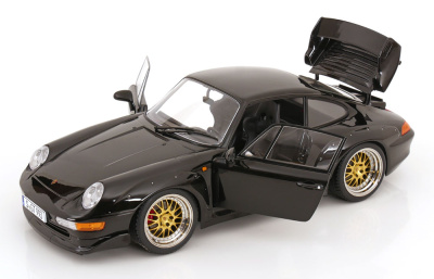 Porsche 911 (993) GT2 BBS Felgen 1996 schwarz Modellauto...