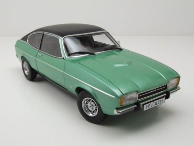 Ford Capri 2 Ghia 3.0 1974 hellgrün metallic schwarz Modellauto 1:18 Touring Modelcars