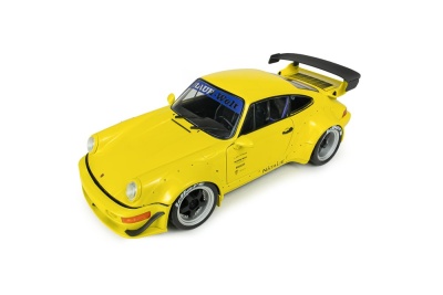 Porsche 911 964 RWB Body Kit RAUH-Welt Natalie 2023 gelb Modellauto 1:18 Solido
