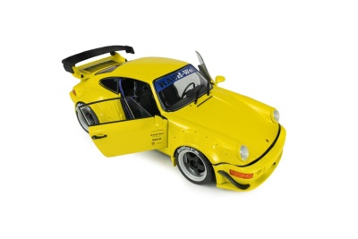Porsche 911 964 RWB Body Kit RAUH-Welt Natalie 2023 gelb Modellauto 1:18 Solido