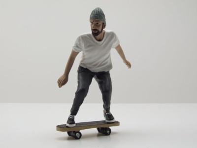 Figur Skateboarder #2 Mann graue Mütze für 1:18...