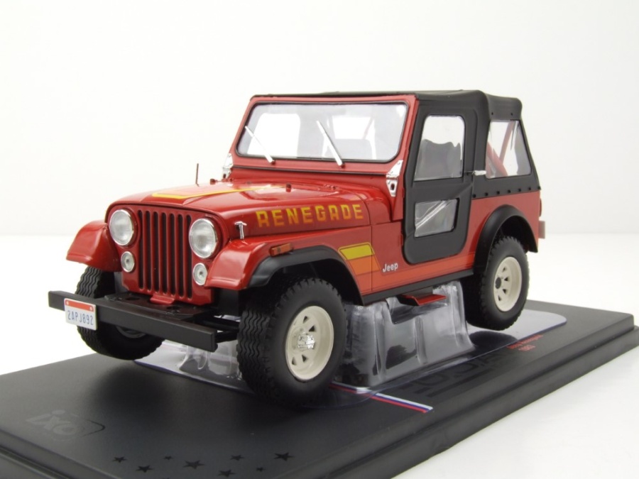 Jeep Renegade 1983 rot Modellauto 1:24 mit Vitrine ixo models