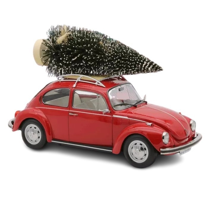 VW 1303 Käfer 1973 rot mit Weihnachtsbaum Modellauto 1:18 Norev