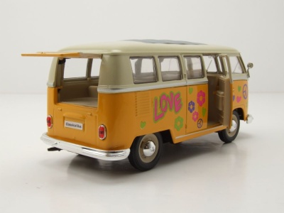 VW Classical Bus T1 1963 gelb weiß Love Modellauto 1:24 Welly