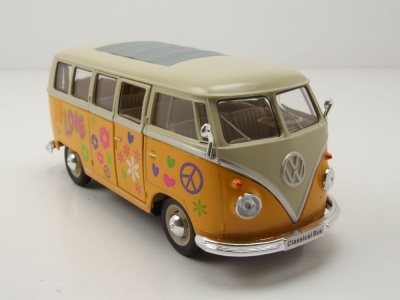VW Classical Bus T1 1963 gelb weiß Love Modellauto 1:24 Welly