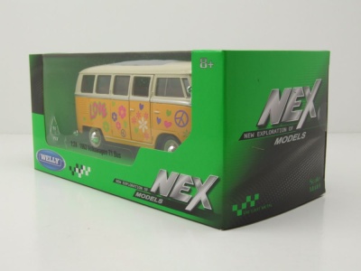 VW Classical Bus T1 1963 gelb weiß Love Modellauto 1:24 Welly