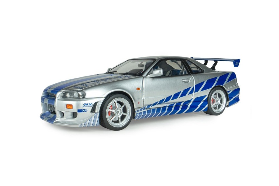 Nissan Skyline GT-R BNR34 1999 silber blau Fast & Furious Brian Modellauto 1:18 Solido